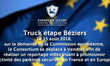 Le 15 août 2018, sur la demande de la Commission européenne, le Consortium se déplace à Vendres afin de réaliser un reportage vidéo visant à promouvoir l’activité des parkings sécurisés en France et en Europe.